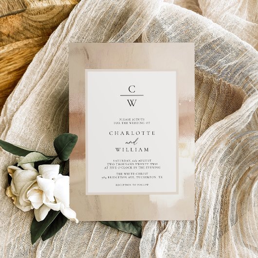 Elegant Geborsteld Goud Abstract Bruiloft Kaart