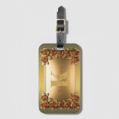 Elegant geborsteld goud en brons Roos monogram Bagagelabel (Voorkant (verticaal))