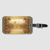 Elegant geborsteld goud en brons Roos monogram Bagagelabel (Voorkant (horizontaal))