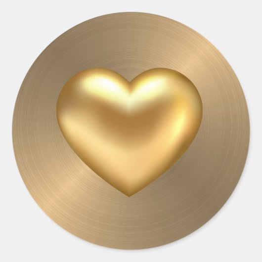 Elegant geborsteld goud met glanzend gouden hart ronde sticker (Voorkant)