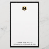 Elegant Geborsteld Goud Monogram Initiaal Logo Briefpapier (Voorkant)