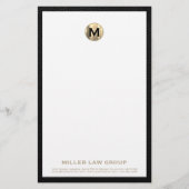 Elegant Geborsteld Goud Monogram Stationery Briefpapier (Voorkant)