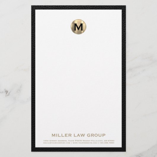 Elegant Geborsteld Goud Monogram Stationery Briefpapier (Voorkant)