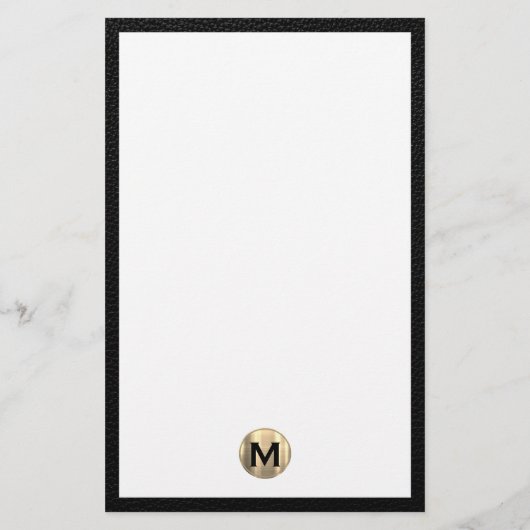 Elegant Geborsteld Goud Monogram Stationery Briefpapier (Achterkant)