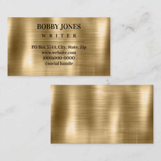 Elegant geborsteld goudfolie Metallic Visitekaartje (Voorkant / Achterkant)