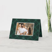 Elegant geborsteld groen Plaid 4 foto Feestdagen Kaart (Achterkant)