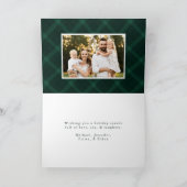 Elegant geborsteld groen Plaid 4 foto Feestdagen Kaart (Binnen)