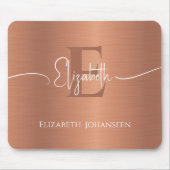 Elegant Geborsteld Koper Metaal Stijlvol Monogram Muismat (Voorkant)