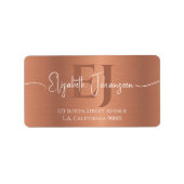 Elegant Geborsteld Koper Metalen Script Monogramme Etiket (Voorkant)