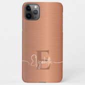 Elegant geborsteld kopermetaal luxe monogram iPhone hoesje (Achterkant)