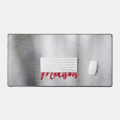 Elegant geborsteld metaal digitaal 3D Monogram Bureaumat (Keyboard & Muis)