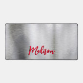 Elegant geborsteld metaal digitaal 3D Monogram Bureaumat (Voorkant)
