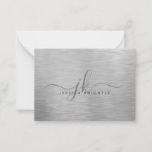 Elegant geborsteld Metallic Silver Script Monogram
