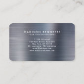 Elegant geborsteld metallisch grijs kalligrafie sc visitekaartje (Achterkant)