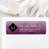 Elegant geborsteld Paars met eenvoudig goudmonogra Etiket (Insitu)