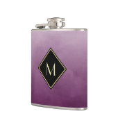 Elegant geborsteld Paars met eenvoudig goudmonogra Heupfles (Links)