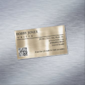 Elegant Geborsteld Parel Folie Metallic QR Code Magnetisch Visitekaartje (Voorbeeld)
