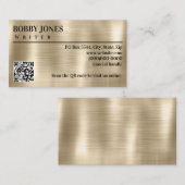 Elegant Geborsteld Parel Folie Metallic QR Code Visitekaartje (Voorkant / Achterkant)