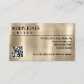 Elegant Geborsteld Parel Folie Metallic QR Code Visitekaartje (Voorkant)