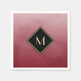 Elegant Geborsteld Rood Met Eenvoudig Gouden Monog Servetten