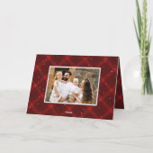 Elegant geborsteld rood Plaid 4 foto Feestdagen Kaart (Achterkant)