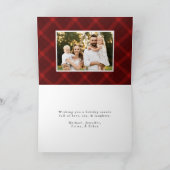 Elegant geborsteld rood Plaid 4 foto Feestdagen Kaart (Binnen)