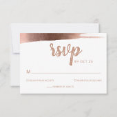 Elegant geborsteld Roos Gold Simple Modern Wedding RSVP Kaartje (Voorkant)