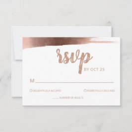 Elegant geborsteld Roos Gold Simple Modern Wedding RSVP Kaartje