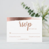 Elegant geborsteld Roos Gold Simple Modern Wedding RSVP Kaartje (Staand voorkant)
