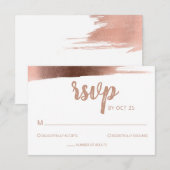 Elegant geborsteld Roos Gold Simple Modern Wedding RSVP Kaartje (Voorkant / Achterkant)