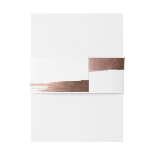 Elegant geborsteld Roos Gold Simple Modern Wedding Uitnodigingen Wikkel (Achterkant Voorbeeld)