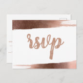 Elegant Geborsteld Roos Goud Eenvoudig Modern RSVP Uitnodiging Briefkaart (Voorkant / Achterkant)