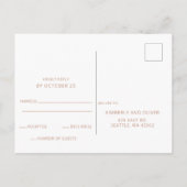 Elegant Geborsteld Roos Goud Eenvoudig Modern RSVP Uitnodiging Briefkaart (Achterkant)