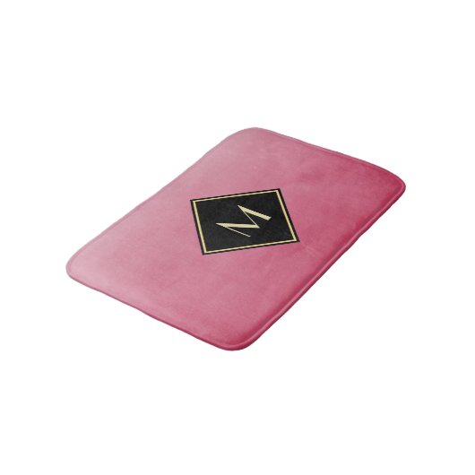 Elegant geborsteld roze met eenvoudig goudmonogram badmat (Gekanteld)