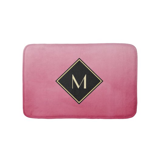 Elegant geborsteld roze met eenvoudig goudmonogram badmat (Voorkant)