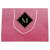 Elegant geborsteld roze met eenvoudig goudmonogram large cadeautasje (Voorkant)