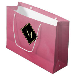 Elegant geborsteld roze met eenvoudig goudmonogram large cadeautasje
