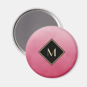 Elegant geborsteld roze met eenvoudig goudmonogram magneet (Voorkant / Achterkant)