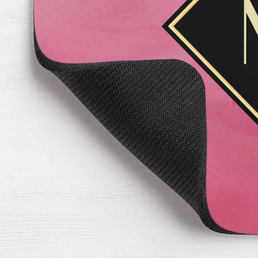 Elegant geborsteld roze met eenvoudig goudmonogram muismat (Hoek)