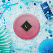 Elegant geborsteld roze met eenvoudig goudmonogram papieren bordje (Feest)