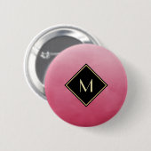 Elegant geborsteld roze met eenvoudig goudmonogram ronde button 5,7 cm (Voorkant /achterkant)