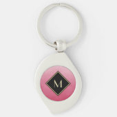 Elegant geborsteld roze met eenvoudig goudmonogram sleutelhanger (Voorkant)