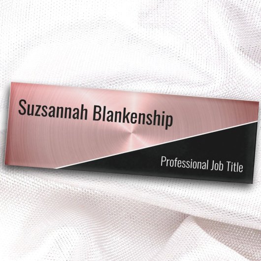 Elegant geborsteld roze metaal diagonaal Professio Naambadge