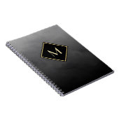Elegant geborsteld zwart met eenvoudig goudmonogra notitieboek (Rechterzijde)
