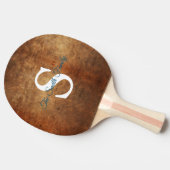 Elegant gebrand Sinaasappel monogram Tafeltennisbatje (Zijkant)