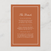 Elegant gebrand Sinaasappel Script Wedding Details Informatiekaartje (Voorkant)
