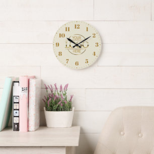 Elegant Gebrandmerkt Zakelijk Logo Beige Goud Grote Klok