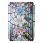 Elegant Gebrandschilderd Glas Lelie Bloemendesign Badmat (Voorkant Verticaal)
