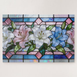 Elegant gebrandschilderd lelie bloemendesign in za legpuzzel