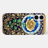 Elegant gebrandschilderd raam met gouden roos Case-Mate iPhone case (Achterkant (horizontaal))
